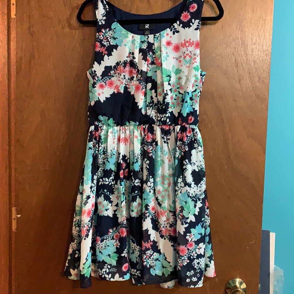 IZ Byer Large Floral Sheer Lined Flowy Dress